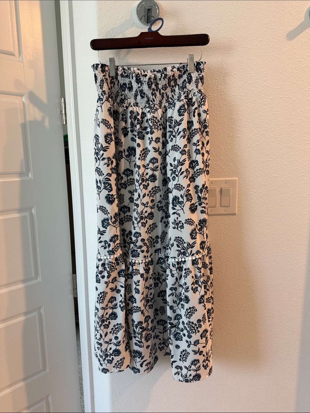 Black Floral Smocked Maxi Skirt - Women